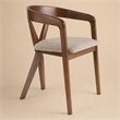 Pemberly Row Mid-Century Walnut Dining Chair with Light Brown Fabric