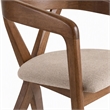 Pemberly Row Mid-Century Walnut Dining Chair with Light Brown Fabric