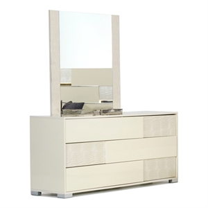 Pemberly Row Modern Beige Italian Mirror with Textured Finish
