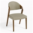 Pemberly Row Mid-Century Dining Chair Set in Beige Leatherette & Walnut