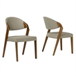 Pemberly Row Mid-Century Dining Chair Set in Beige Leatherette & Walnut