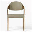 Pemberly Row Mid-Century Dining Chair Set in Beige Leatherette & Walnut