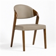 Pemberly Row Mid-Century Dining Chair Set in Beige Leatherette & Walnut