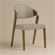 Pemberly Row Mid-Century Dining Chair Set in Beige Leatherette & Walnut