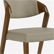 Pemberly Row Mid-Century Dining Chair Set in Beige Leatherette & Walnut