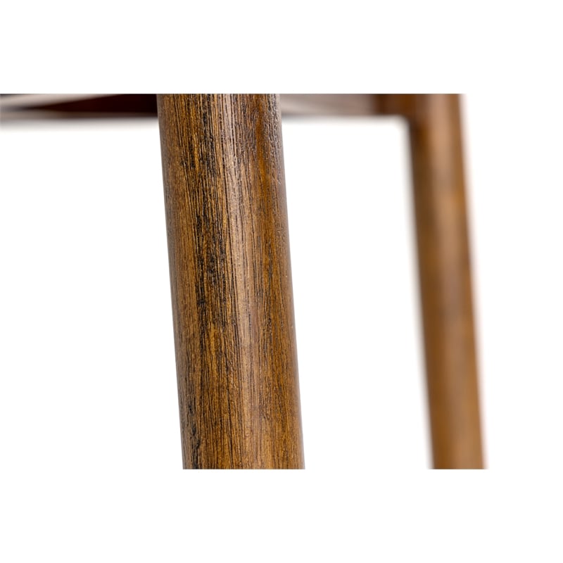 Pemberly Row Modern Beige Linen Counter Chair with Rubberwood Legs