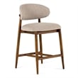 Pemberly Row Modern Beige Linen Counter Chair with Rubberwood Legs