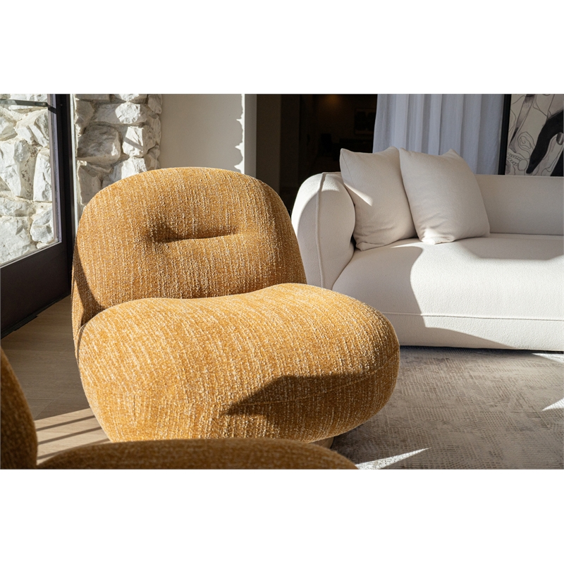 Pemberly Row Modern Mustard Fabric Swivel Accent Chair