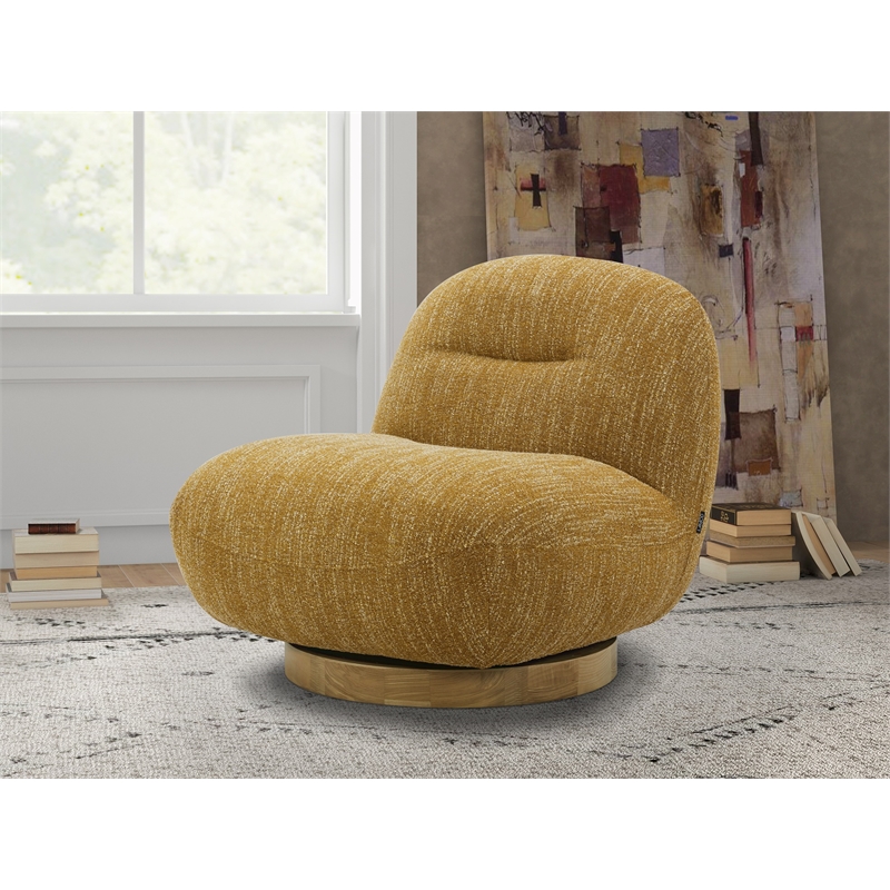 Pemberly Row Modern Mustard Fabric Swivel Accent Chair