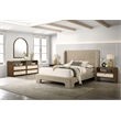 Pemberly Row Modern Burlap & Walnut Dresser with 4 Drawers
