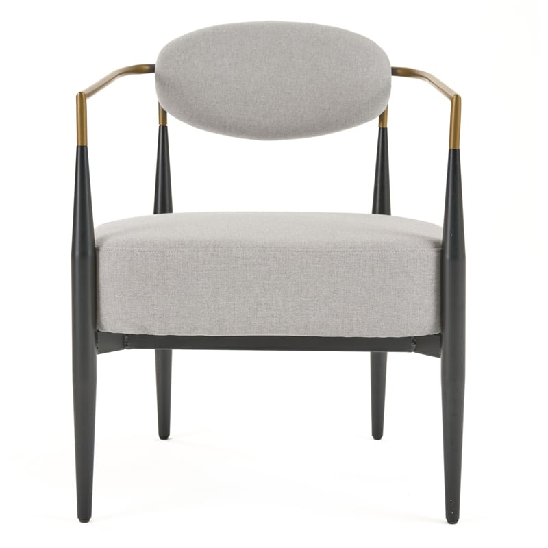 Pemberly Row Modern Grey Fabric Accent Chair with Black & Gold Arms