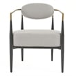 Pemberly Row Modern Grey Fabric Accent Chair with Black & Gold Arms