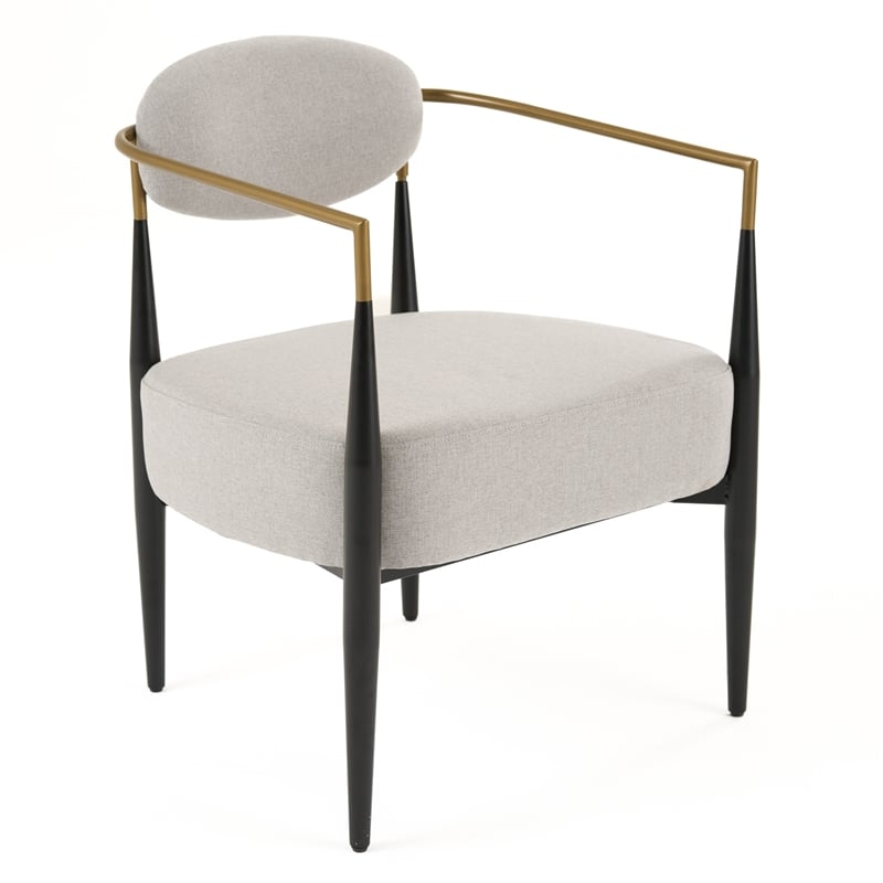 Pemberly Row Modern Grey Fabric Accent Chair with Black & Gold Arms