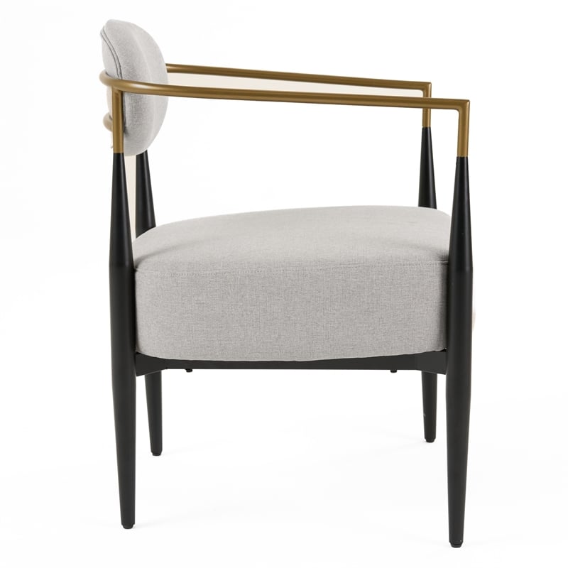 Pemberly Row Modern Grey Fabric Accent Chair with Black & Gold Arms