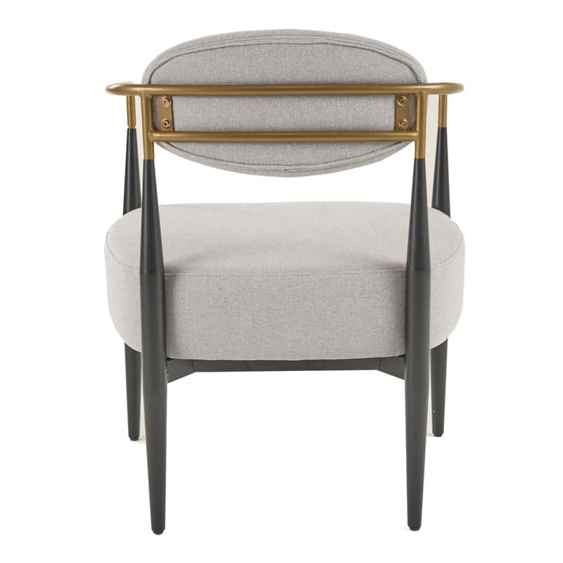 Pemberly Row Modern Grey Fabric Accent Chair with Black & Gold Arms