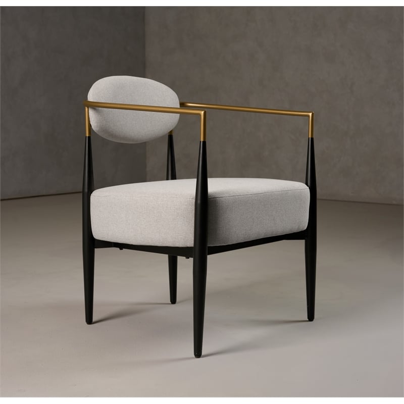Pemberly Row Modern Grey Fabric Accent Chair with Black & Gold Arms