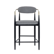 Pemberly Row Mid-Century Counter Chair in Grey Fabric with Gold Armrests