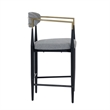Pemberly Row Mid-Century Counter Chair in Grey Fabric with Gold Armrests