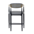Pemberly Row Mid-Century Counter Chair in Grey Fabric with Gold Armrests