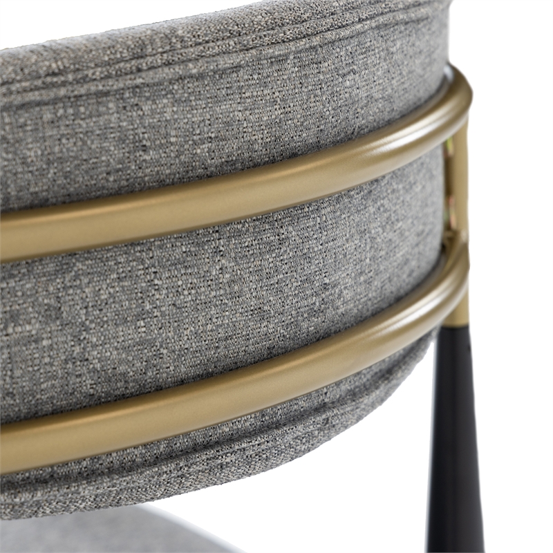 Pemberly Row Mid-Century Counter Chair in Grey Fabric with Gold Armrests