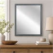 Pemberly Row Contemporary Dark Gray Wall Mirror in Acacia Wood Frame