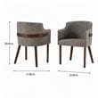 Pemberly Row Modern Gray Fabric Dining Chair Set with Walnut Legs