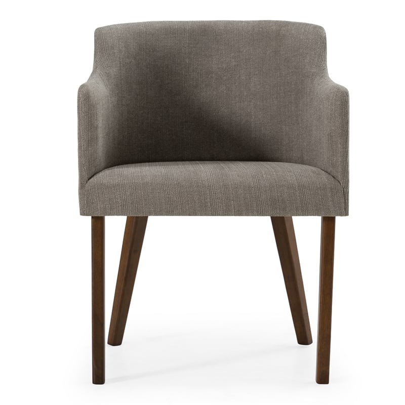Pemberly Row Modern Gray Fabric Dining Chair Set with Walnut Legs