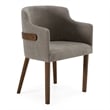 Pemberly Row Modern Gray Fabric Dining Chair Set with Walnut Legs