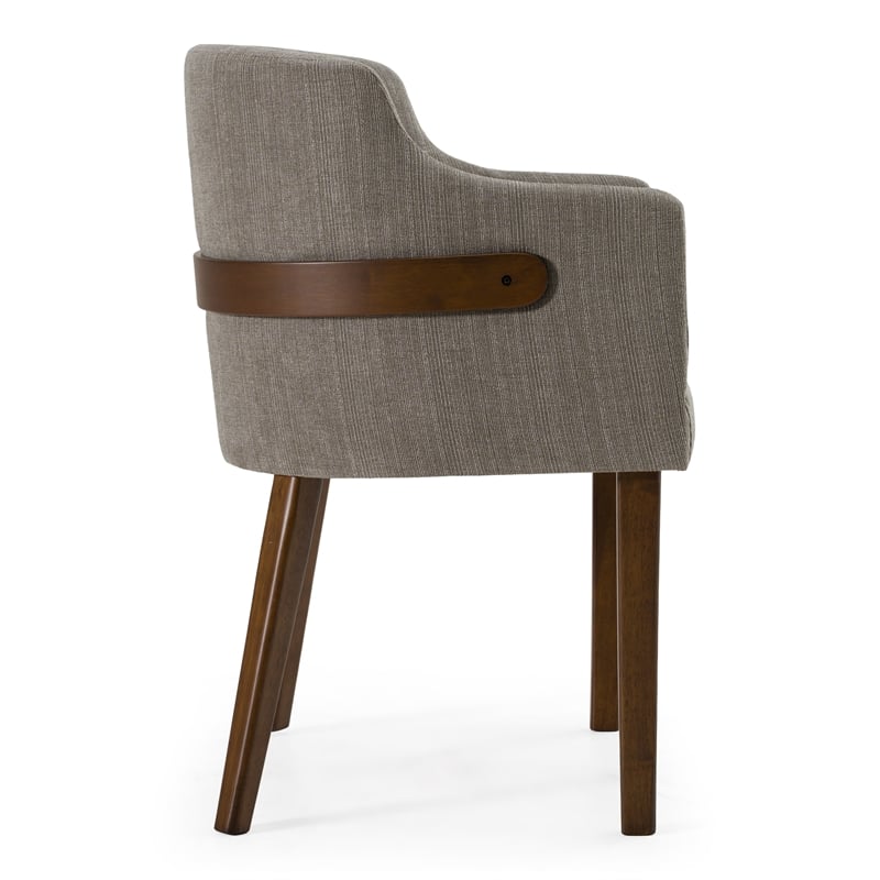 Pemberly Row Modern Gray Fabric Dining Chair Set with Walnut Legs