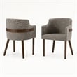 Pemberly Row Modern Gray Fabric Dining Chair Set with Walnut Legs