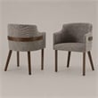 Pemberly Row Modern Gray Fabric Dining Chair Set with Walnut Legs