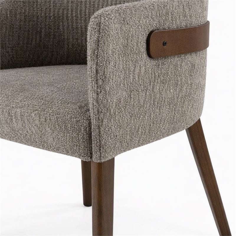 Pemberly Row Modern Gray Fabric Dining Chair Set with Walnut Legs