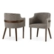 Pemberly Row Modern Gray Fabric Dining Chair Set with Walnut Legs