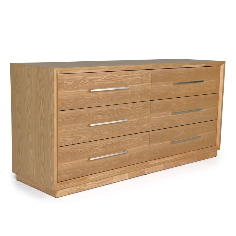 Pemberly Row Natural Finish Solid Wooden 6-Drawer Dresser