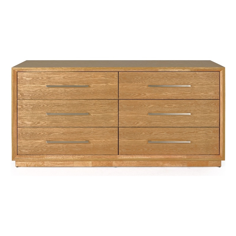 Pemberly Row Natural Finish Solid Wooden 6-Drawer Dresser