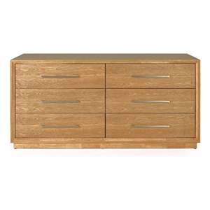 Pemberly Row Natural Finish Solid Wooden 6-Drawer Dresser