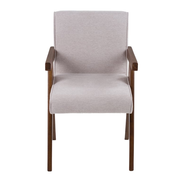 Pemberly Row Modern Beige Fabric and Walnut Dining Chair Set of 2