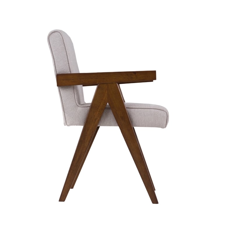 Pemberly Row Modern Beige Fabric and Walnut Dining Chair Set of 2