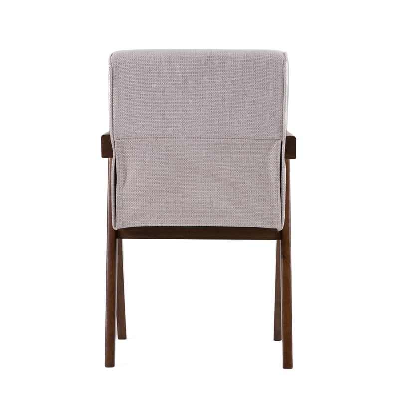 Pemberly Row Modern Beige Fabric and Walnut Dining Chair Set of 2