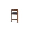 Pemberly Row Modern Black Vegan Leather and Brown Oak Counter Chair