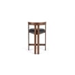 Pemberly Row Modern Black Vegan Leather and Brown Oak Counter Chair
