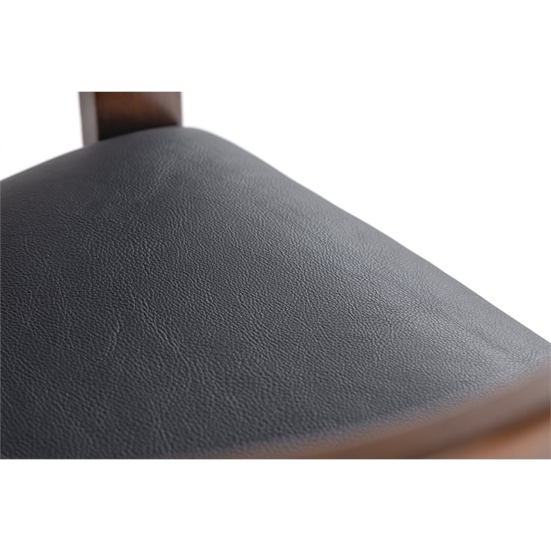 Pemberly Row Modern Black Vegan Leather and Brown Oak Counter Chair