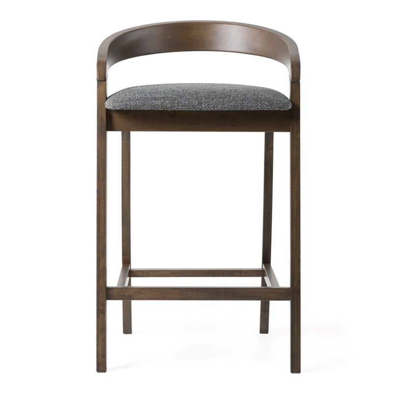 Pemberly Row Modern Gray Fabric and Wenge Counter Chair Set of 2
