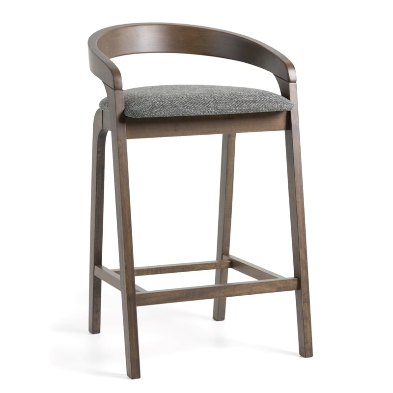 Pemberly Row Modern Gray Fabric and Wenge Counter Chair Set of 2