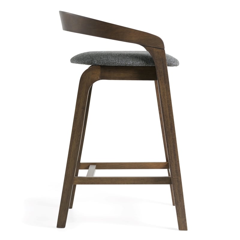 Pemberly Row Modern Gray Fabric and Wenge Counter Chair Set of 2