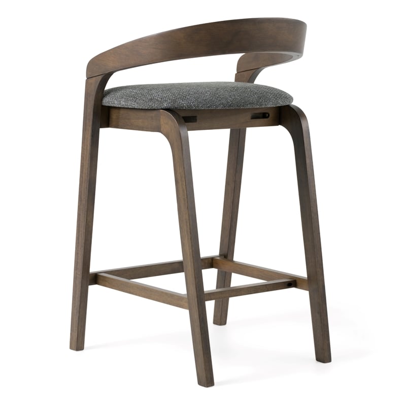 Pemberly Row Modern Gray Fabric and Wenge Counter Chair Set of 2