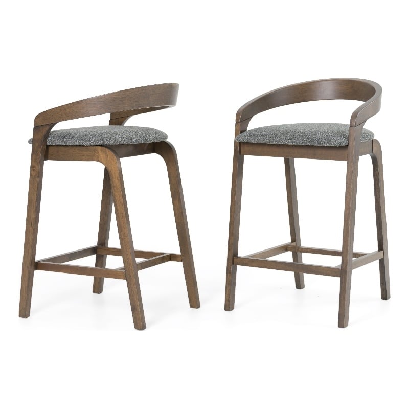 Pemberly Row Modern Gray Fabric and Wenge Counter Chair Set of 2
