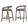 Pemberly Row Modern Gray Fabric and Wenge Counter Chair Set of 2
