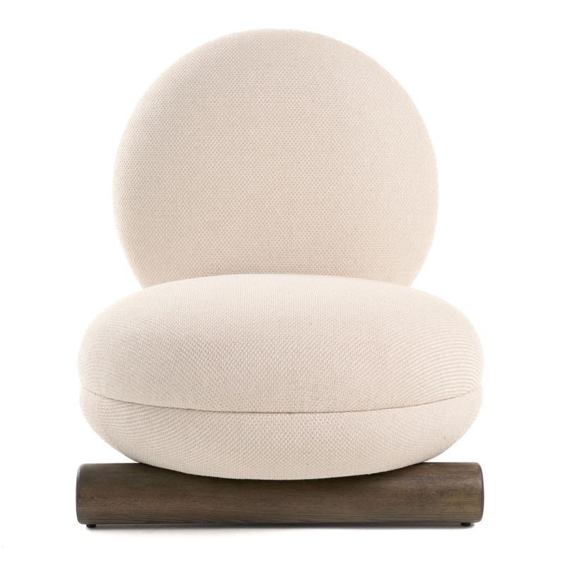 Pemberly Row Off White Fabric Accent Chair with Solid Ash Base