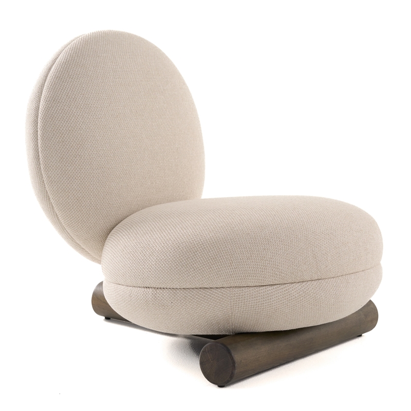 Pemberly Row Off White Fabric Accent Chair with Solid Ash Base
